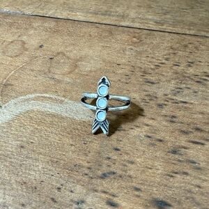 Free People Bohemian Silver Arrow Ring with Stone Details